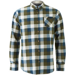 Brave Soul Men's Persuader Long Sleeve Check Shirt - Khaki