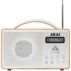 Akai Beech Wood DAB Radio with LCD Screen - Oak