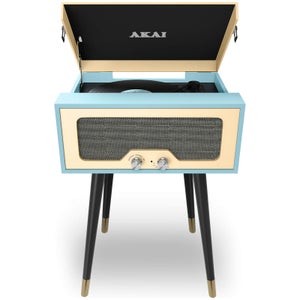 Akai Retro Floor Stand Turntable with Built-In Stereo Speakers - Blue