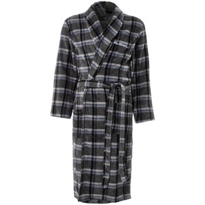 Ben Sherman Men's Mitchell Stripe Fleece Robe - Black/Grey