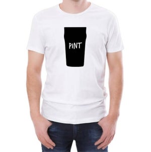 Pint Silhouette Print Men's White T-Shirt