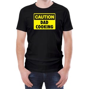 Caution Dad Cooking - Black Mens T-Shirt