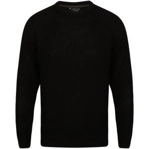 Kensington Men's Crew Neck Jumper with Waffle Stitch - Black