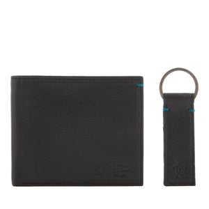 Original Penguin Men's Leather Wallet and Keyring Set - Black
