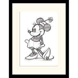 Minnie Mouse Sketched Single Mounted 30 x 40cm Print