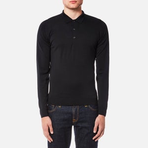 John Smedley Men's Belper Long Sleeve Polo Shirt - Black