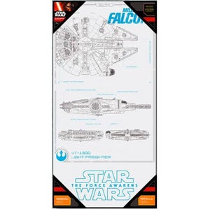 Affiche en Verre Star Wars Épisode VII Faucon Millénium (50 x 25cm)