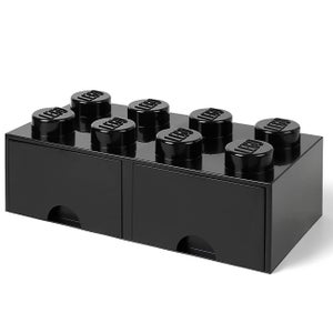 Brique de rangement LEGO® 8 Tenons 2 Tiroirs - Noir