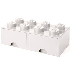 Brique de rangement LEGO® 8 Tenons 2 Tiroirs - Blanc