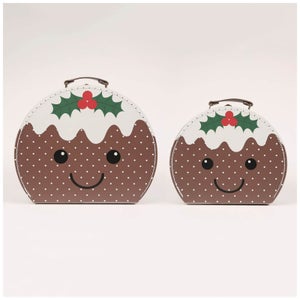 Sass & Belle Set Of 2 Christmas Pudding Suitcases
