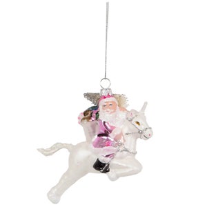 Sass & Belle Santa On Unicorn Bauble