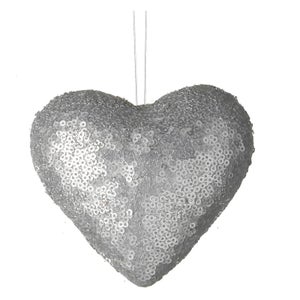 Parlane Sequin Hanging Decoration (10 x 12cm) - Silver Heart