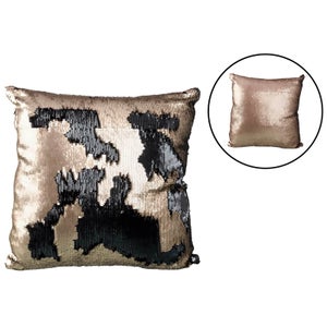 Parlane Two Tone Sequin Cushion (43 x 43cm) - Black/Rose Gold