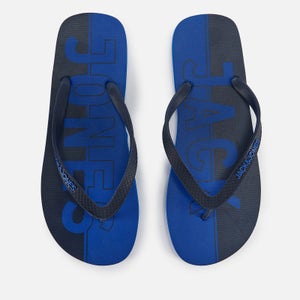 Jack & Jones Men's Logo Flip Flops - Turkish Sea/Navy Blazer