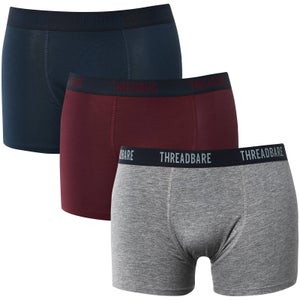 Threadbare Men's Acton 3 Pack Boxers - Navy/Burgundy