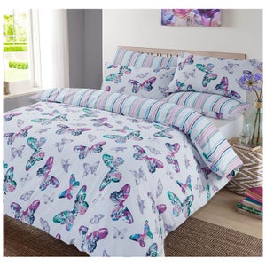 Dreamscene Watercolour Butterfly Duvet Set - Purple