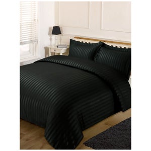 Brentfords Satin Stripe Duvet Set - Black