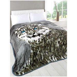 Dreamscene Snow Leopard Faux Fur Throw (150 x 200cm)