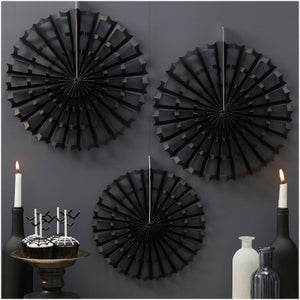 Ginger Ray Black Halloween Spider Fan Decorations - Trick or Treat