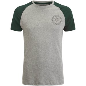 Brave Soul Men's Everest Raglan T-Shirt - Ecru Marl/Bottle Green