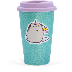 Pusheen Unicorn Ceramic Travel Mug - Glitter Aqua 275ml