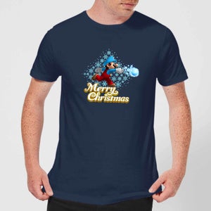 Nintendo Super Mario Mario Snowball Christmas Navy T-Shirt