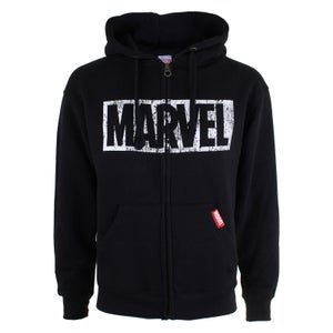 Marvel Men's Logo Distress Zip Hoody - Black