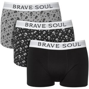 Brave Soul Men's Hipster 3-Pack Boxers - Black/Grey
