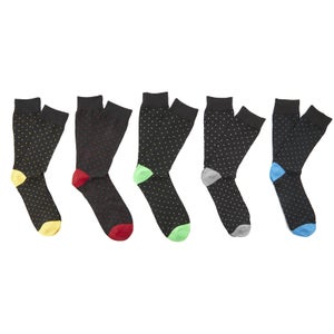 Brave Soul Men's Polkadot 5-Pack Socks - Black (UK 7-11)