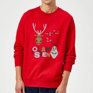 Disney Frozen Christmas Olaf And Snowmens Red Christmas Sweatshirt