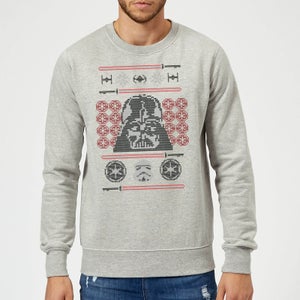 Star Wars Darth Vader Face Knit Grey Christmas Sweater