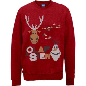 Disney Frozen Christmas Olaf And Sven Red Christmas Sweater