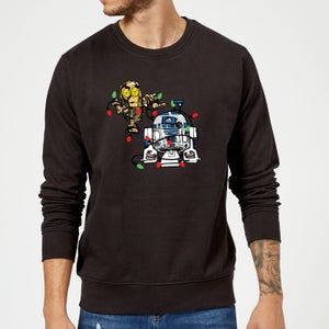 Star Wars Tangled Fairy Lights Droids Black Christmas Sweater