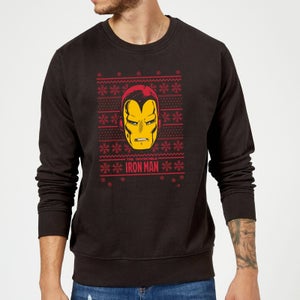 Marvel Comics The Invincible Ironman Face Black Christmas Sweater
