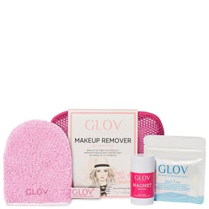 Glov® Pink Travel Water-Only Makeup Removing Mitt for All Skin Types with Fiber Soap Set (Worth £26.70)