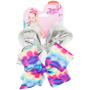 JoJo Siwa Bow Set - Silver/Tie Dye Rainbow