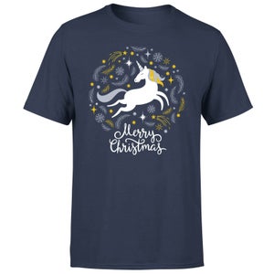 Unicorn Christmas T-Shirt - Navy