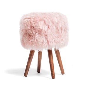 Native Natural Heavenly Pink Sheepskin Stool
