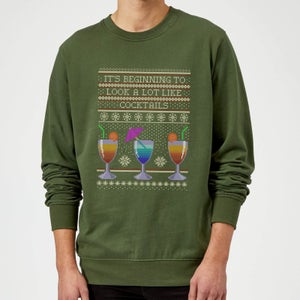 Its Beginning To Look A Lot Like Cocktails Sweatshirt - Forest Green