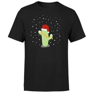 Cactus Santa Hat T-Shirt - Black