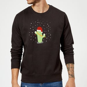 Cactus Santa Hat Sweatshirt - Black