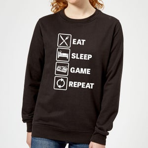 Eat Sleep Game Repeat Women's Sweatshirt - Black