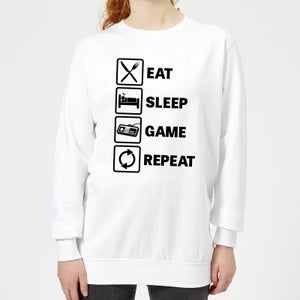 Eat Sleep Game Repeat Women's Sweatshirt - White