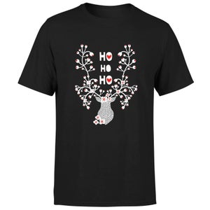 Ho Ho Ho Reindeer T-Shirt - Black