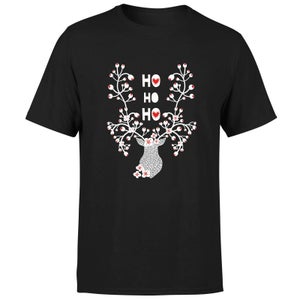 Ho Ho Ho Reindeer T-Shirt - Black