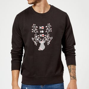 Ho Ho Ho Reindeer Sweatshirt - Black