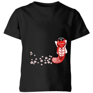 Flower Fox Kids' T-Shirt - Black
