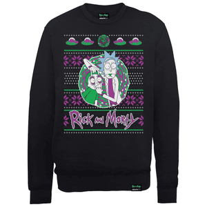 Rick And Morty Portal Men's Black Christmas Sweater