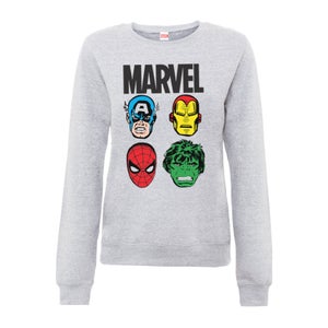 Sudadera Marvel Comics "Rostros Personajes Principales" - Mujer - Gris