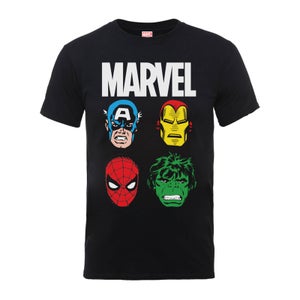 Camiseta Marvel Comics "Rostros Personajes Principales" - Hombre - Negro